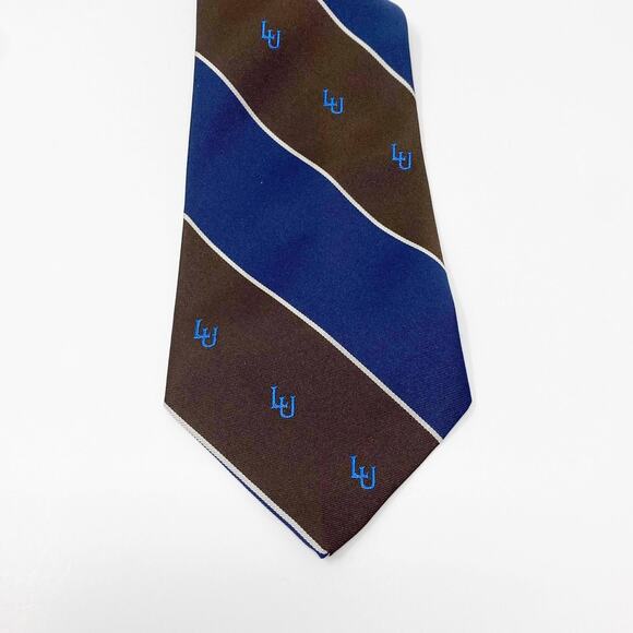 CAMBRIDGE LTD. Brown and Blue Striped Silk Tie - Picture 5 of 6